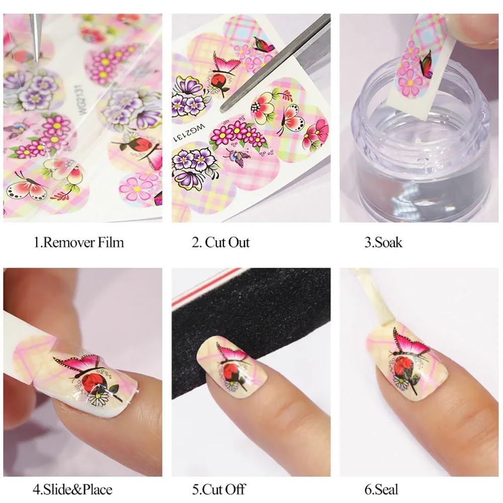 12 Sheet Flamingo Nail Art Stickers - Tropical Flamingo & Green Leaf Design Water Transfer Nail Decals | Summer Nail Decorations | Waterproof Acrylic Nail Stickers for Women DIY Manicure | Perfect for Beach Parties, Vacations & Summer Nail Art