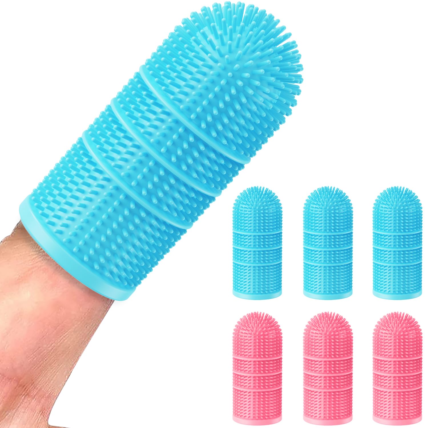 Dog Toothbrush Kit for Dogs & Cats - Finger Toothbrush with Full Surround Bristles for Puppy & Adult Pet Teeth Cleaning - Perfect for Daily Dental Care at Home or Travel Use