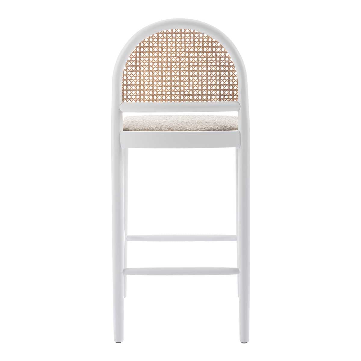 Capri Rattan Boucle Arch Bar Stool - Modern Woven Counter Height Stool for Kitchen Island, Breakfast Nook & Home Bar Decor