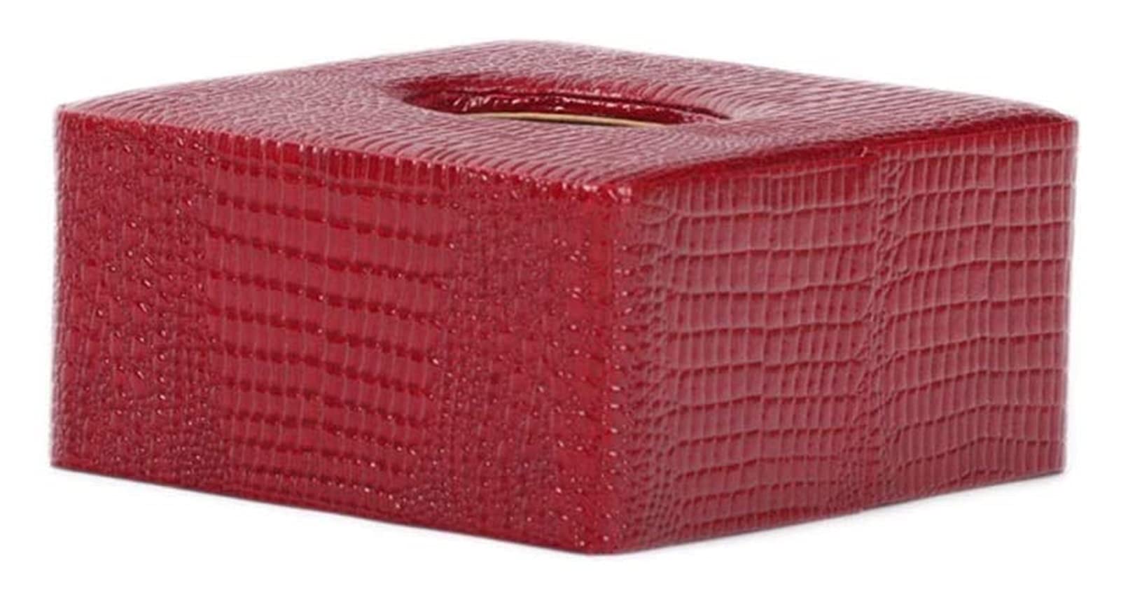 Premium PU Leather Tissue Box Cover - Stylish Wine Red Tissue Holder for Car, Living Room, Bedroom & Bathroom | Decorative Desktop & Countertop Organizer | Perfect for Home, Office & Vehicle Use