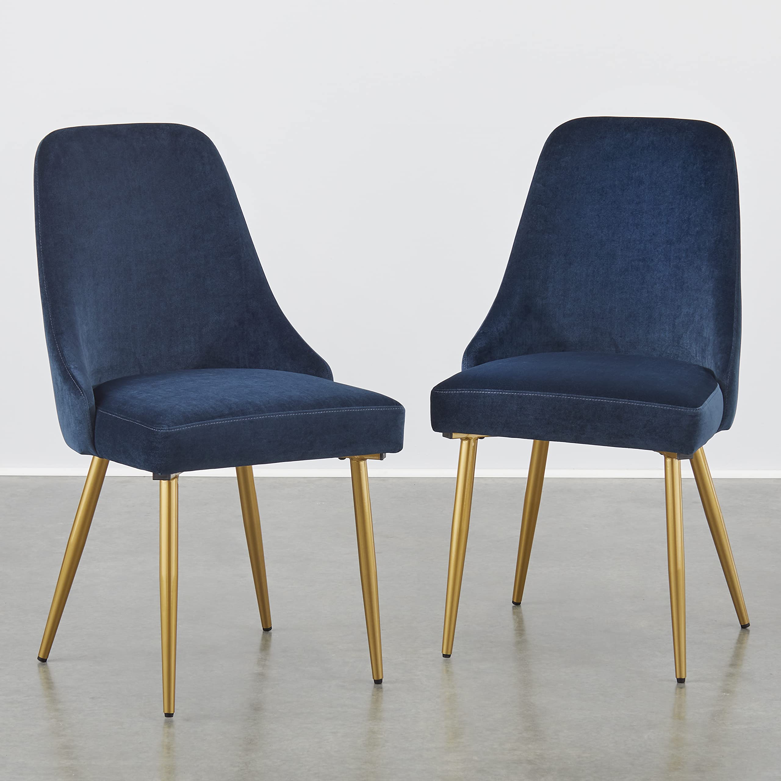 Premium Velvet Dining Chairs Set of 2 - Luxurious Gold Legs & Regal Blue Upholstery for Elegant Dining Room, Kitchen, or Home Office Decor