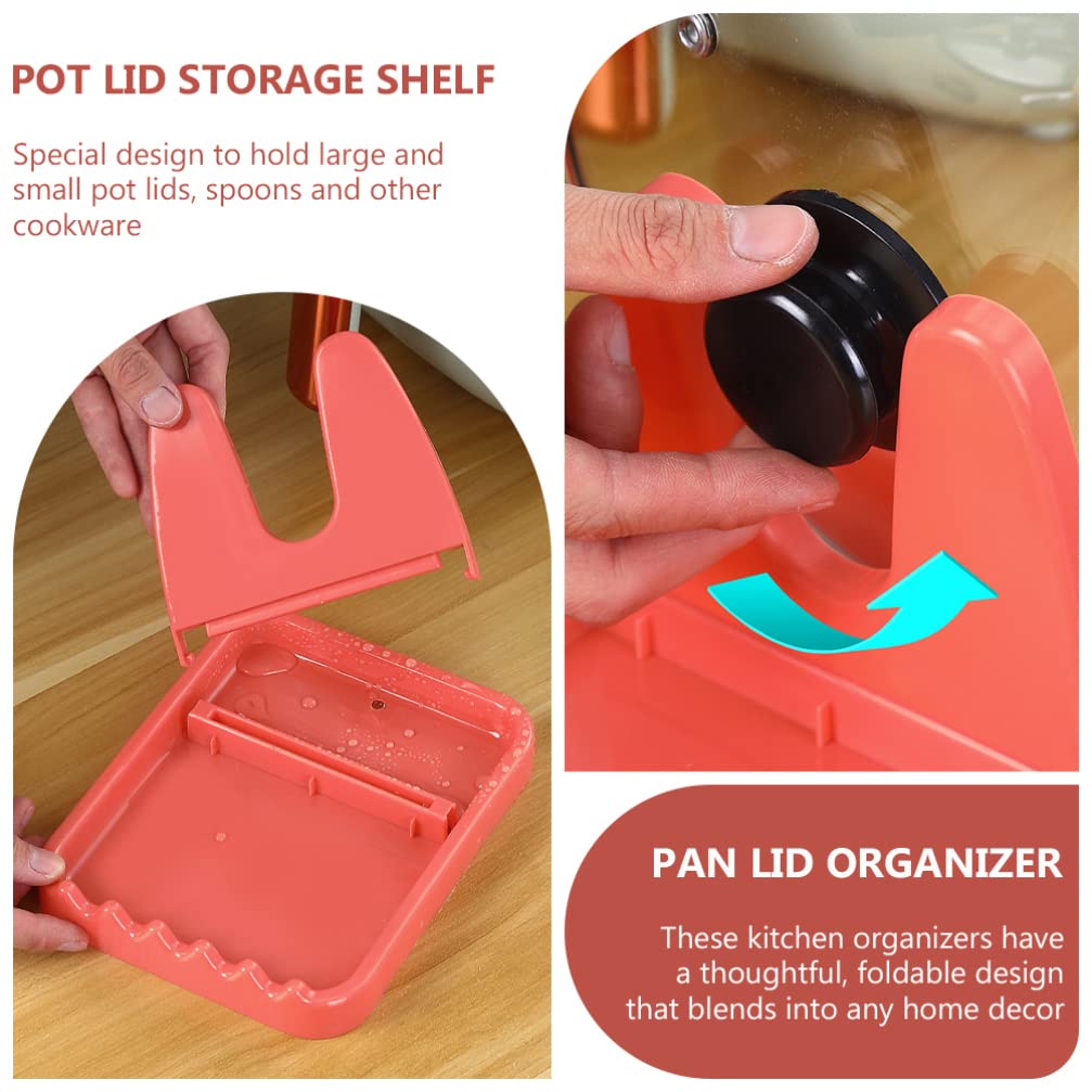3-Piece Foldable Pot Lid Rack & Utensil Holder - Space-Saving Kitchen Organizer for Pots, Pans & Cooking Spoons - Perfect for Stovetop, Countertop & Cabinet Storage
