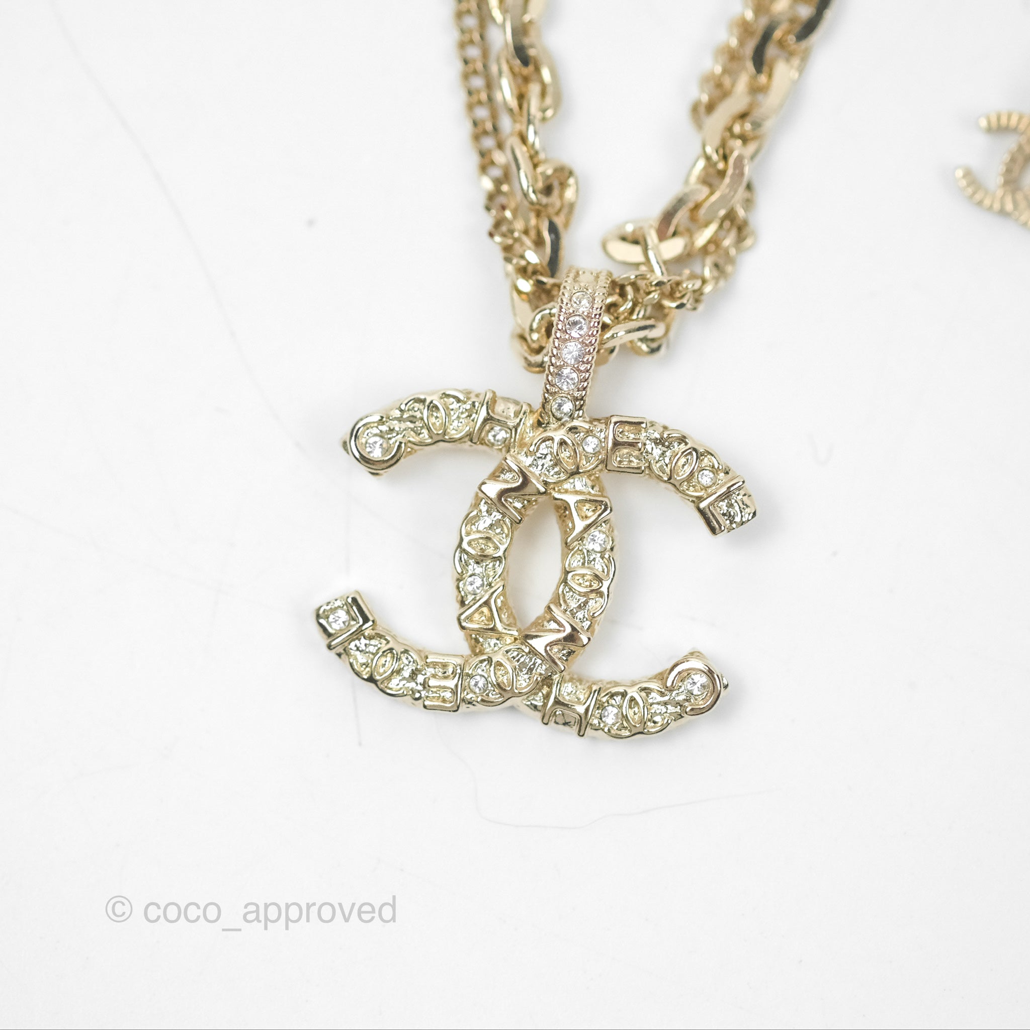 Chanel CC Crystal Necklace Gold Tone 21P - Elegant Fashion Jewelry for Women | Perfect for Parties, Weddings & Special Occasions