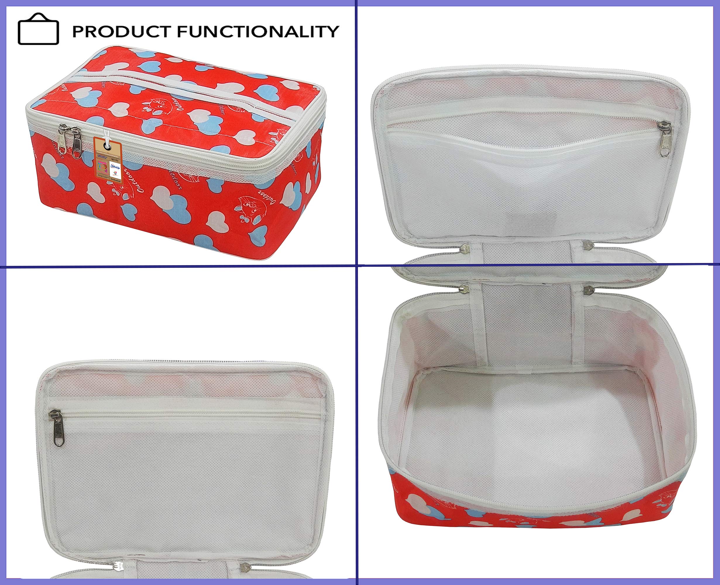 **Atorakushon® 3-Pack Fabric Makeup Storage Box & Travel Vanity Organizer – Cosmetic Toiletry Bag, Jewelry Pouch, Wardrobe Organizer (Multicolor) – Perfect for Travel, Home & Daily Use**