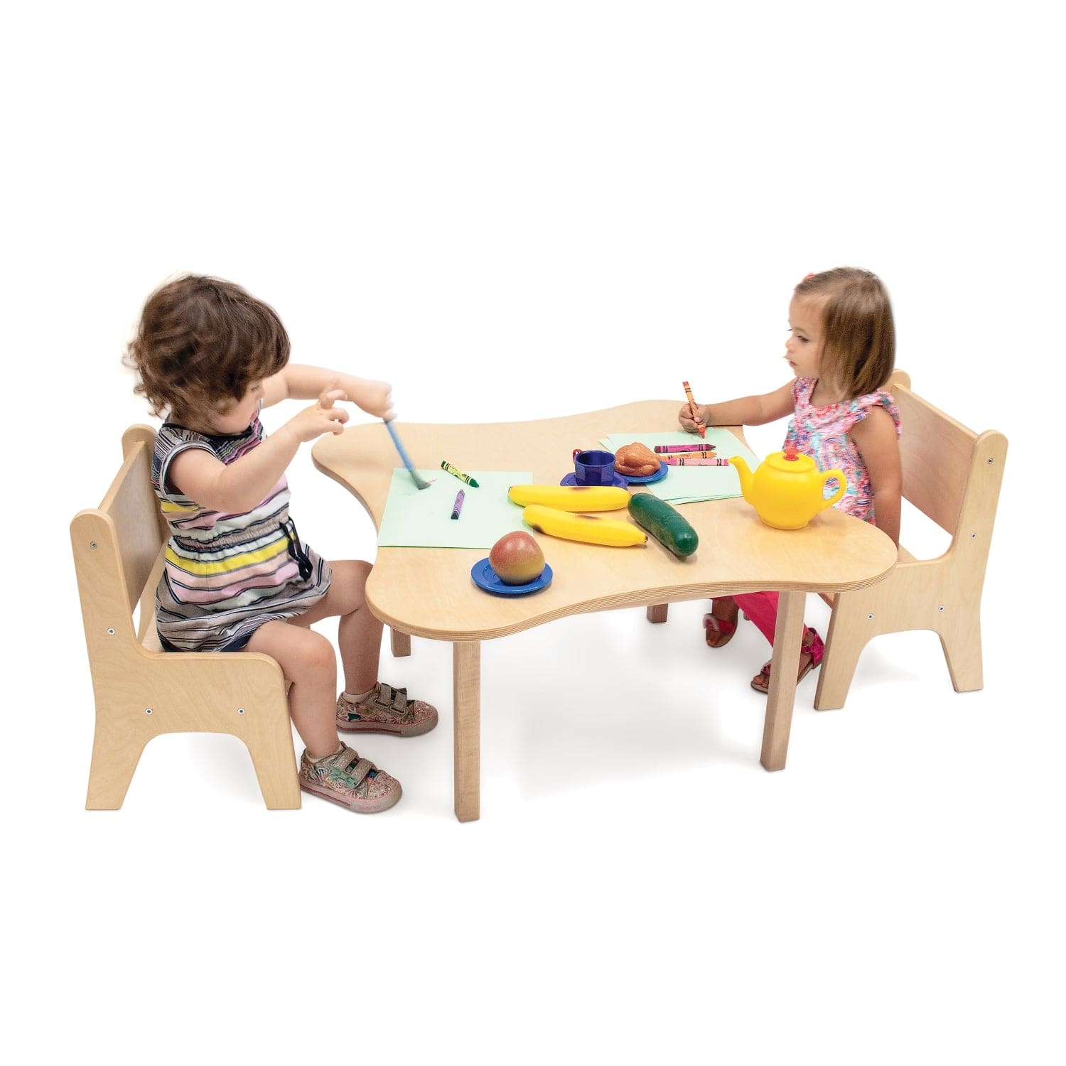 Kids Flower Table and Chair Set - Wooden Toddler Table with 2 Chairs for Tea Party, Arts & Crafts, Snack Time - Perfect for Playroom, Preschool, Daycare