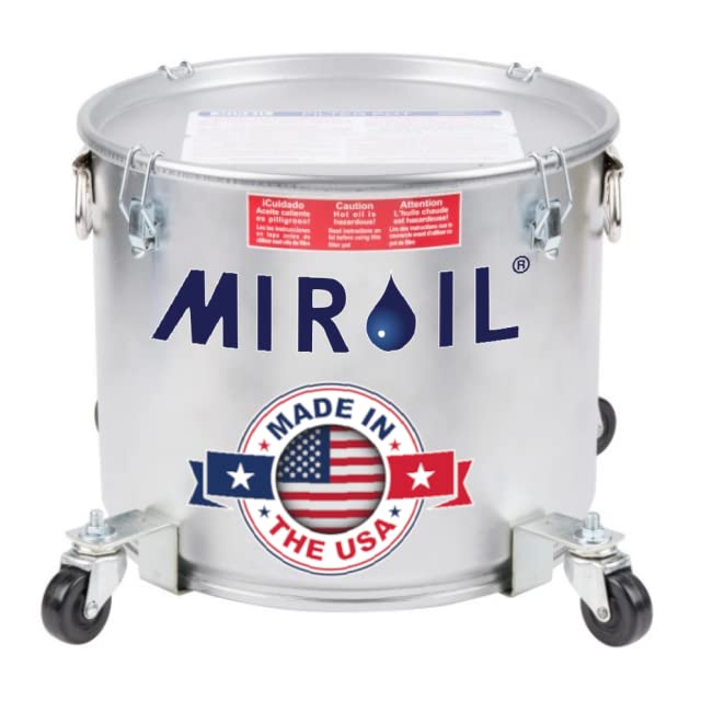 MirOil 5 Gallon Oil Disposal Caddy with Caster Wheels - 35lb Frying Oil Storage Container with Locking Lid & Clips - Heavy Duty Grease Bucket for Hot Cooking Oil - Ideal for Restaurants, Food Trucks & Home Kitchens