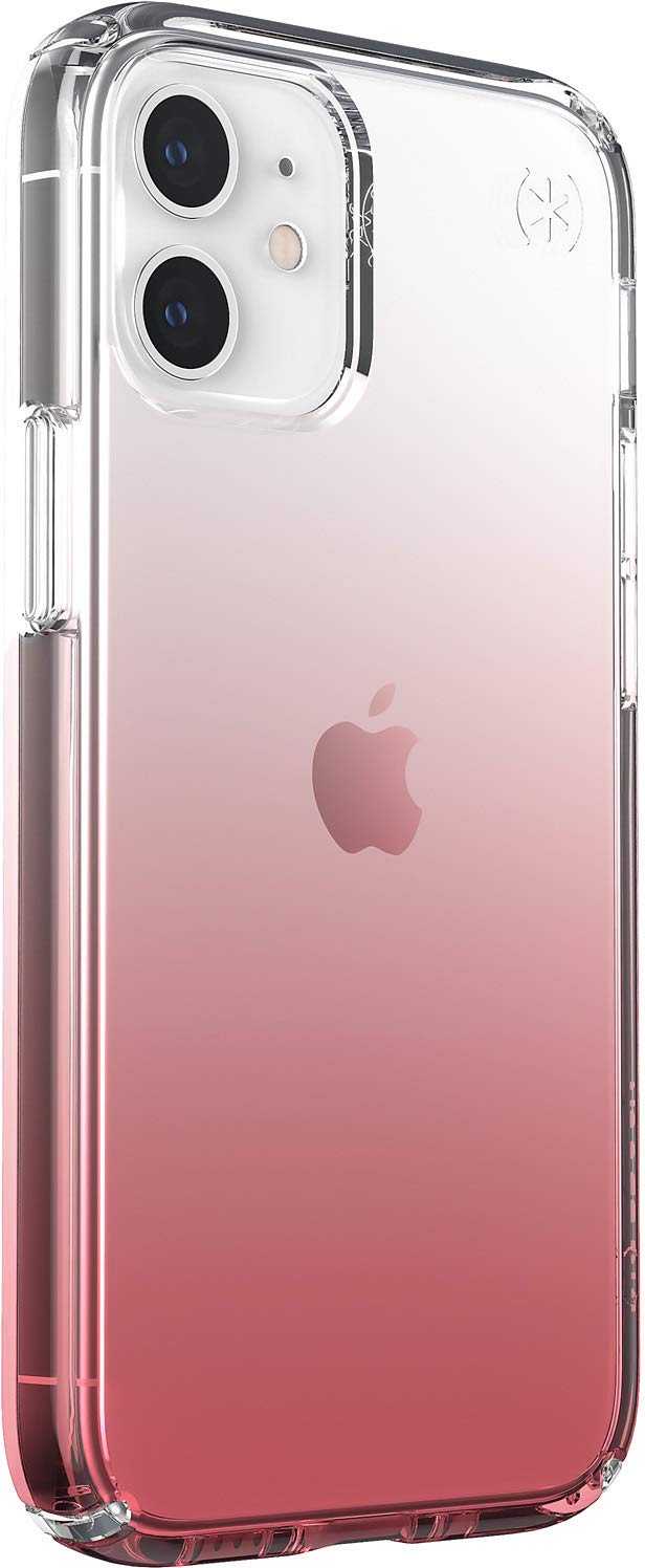 Speck Presidio Perfect-Clear Ombre iPhone 12 Mini Case - Shockproof Polycarbonate Cover with Wireless Charging Compatibility (Clear/Vintage Rose) - Perfect for Everyday Protection & Stylish Outfits