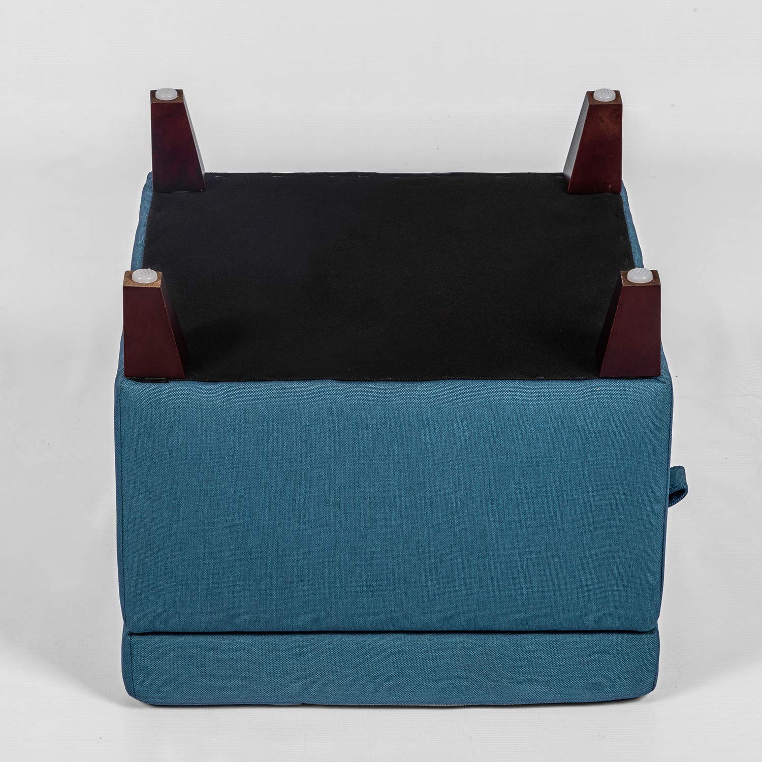 Homebeez Dark Blue Storage Ottoman Cube - Foot Rest Stool with Hinged Lid & Wooden Legs | Multi-Functional for Living Room, Bedroom & Office Organization