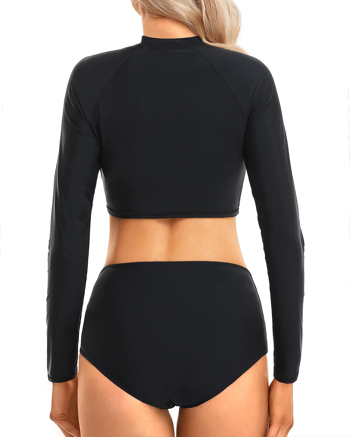 Pinup Fashion Long Sleeve Rash Guard - 2 Piece Swimsuit Set with Bottom & Swim Top | UV UPF 50+ Sun Protection | Perfect for Beach, Pool & Water Sports