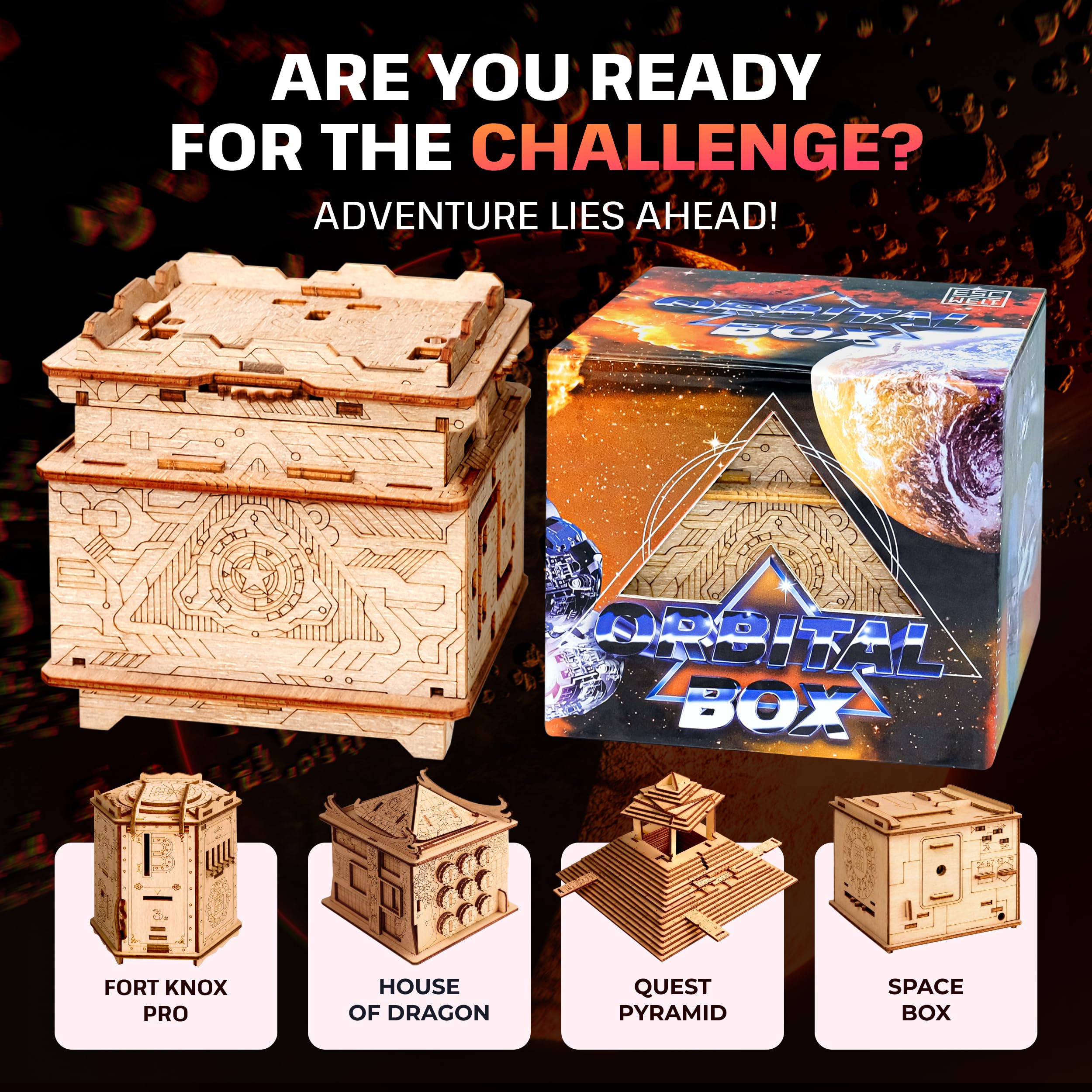 ESC WELT Orbital Box - Creative Money Gift Box for Cash, Gift Cards & Vouchers - Elegant Bridesmaid Proposal Jewelry Box - Challenging 3D Puzzle Gift for Adults with Lid - Unique Present for Birthdays, Anniversaries & Special Occasions - Perfect for Wedding Favors, Bridal Showers & DIY Gift Wrapping