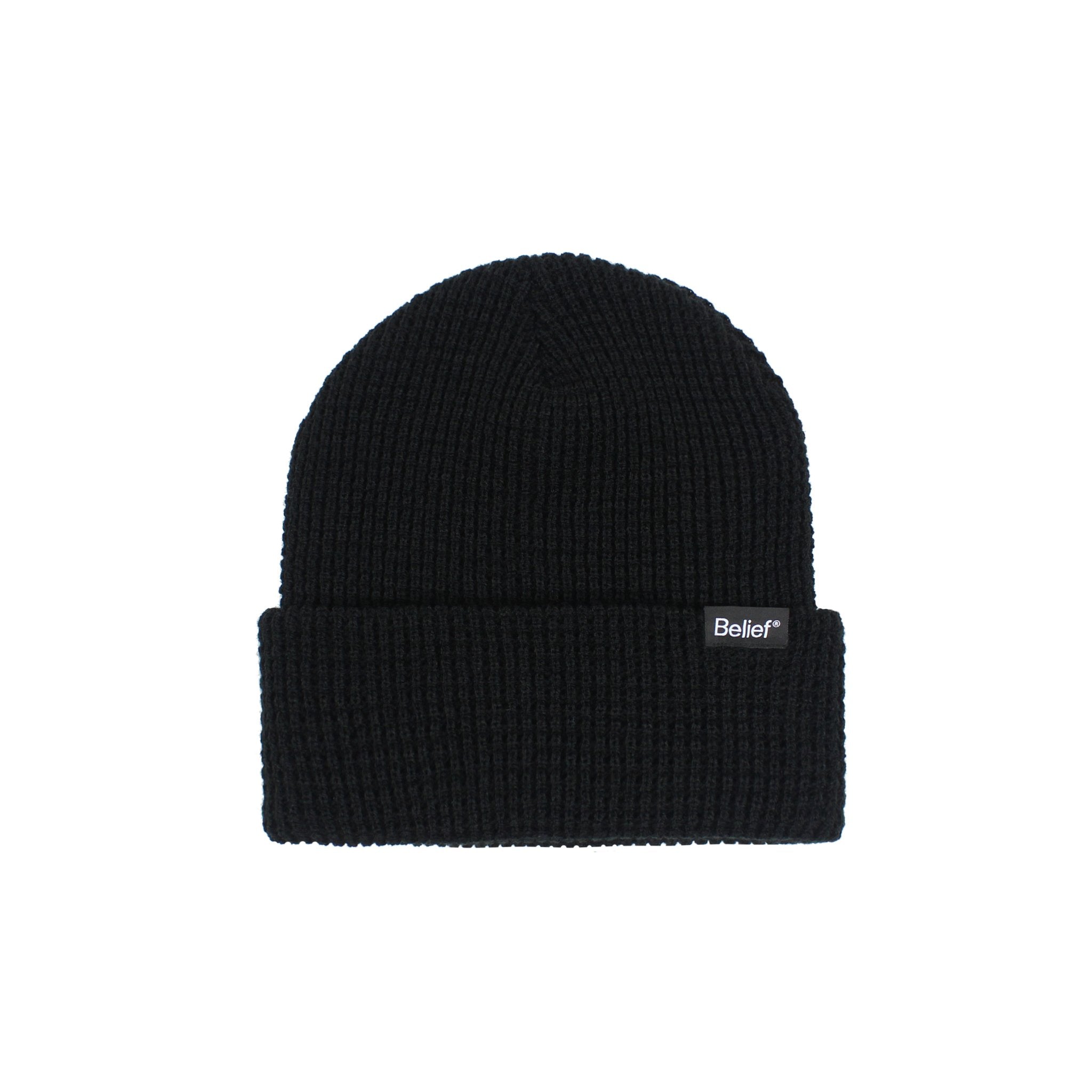 Belief NYC Waffle Beanie - Soft Winter Knit Hat for Men & Women - Black - Perfect for Cold Weather, Outdoor Activities & Street Style Fashion