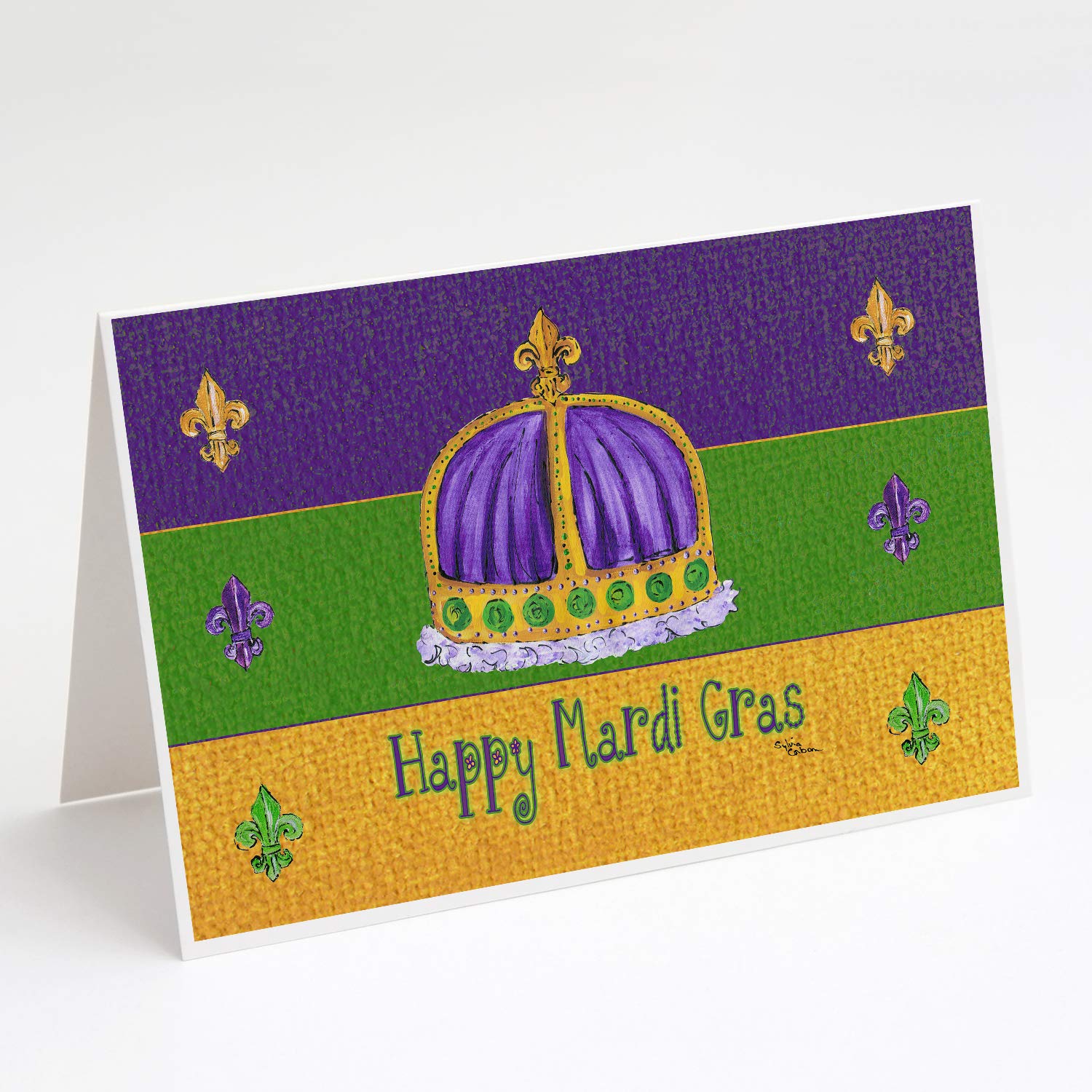 Caroline's Treasures 8385GCA7P Mardi Gras Blank Greeting Cards & Envelopes Set - Pack of 8 Whimsical A7 Size 5x7 Note Cards for Party Invitations, Thank You Notes & Holiday Greetings