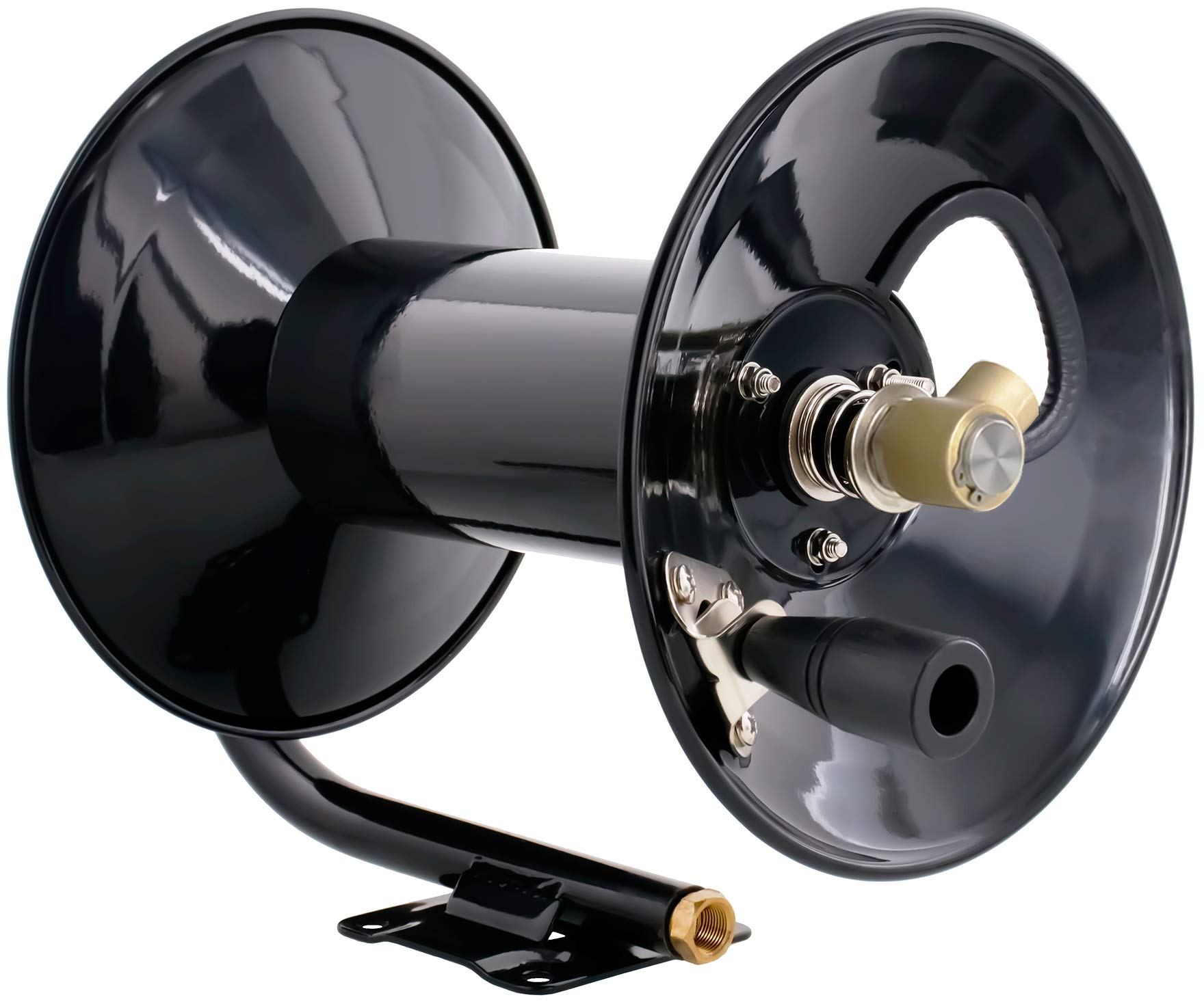 Steel Dragon Tools 4000 PSI 100-Foot Black Powder Coated Pressure Washer Hose Reel - Heavy Duty for Car Washing, Driveway Cleaning & Outdoor Home Maintenance