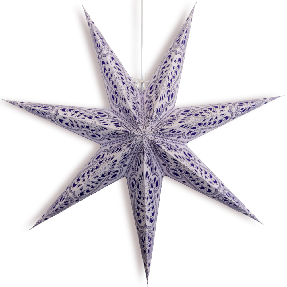 24-Piece Purple Grey Peacock 7-Point Paper Star Lanterns for Hanging - Perfect for Party Decorations, Wedding Centerpieces, and Home Festive Lighting