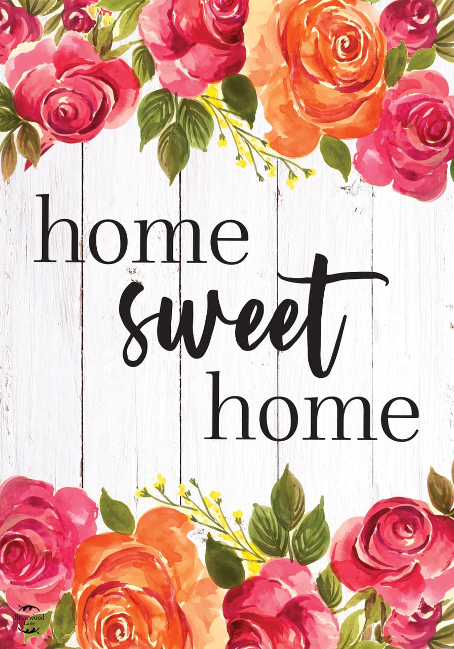 Briarwood Lane Farmhouse Home Sweet Home Floral Garden Flag - Outdoor Decorative Welcome Sign for Porch, Yard & Seasonal Decor