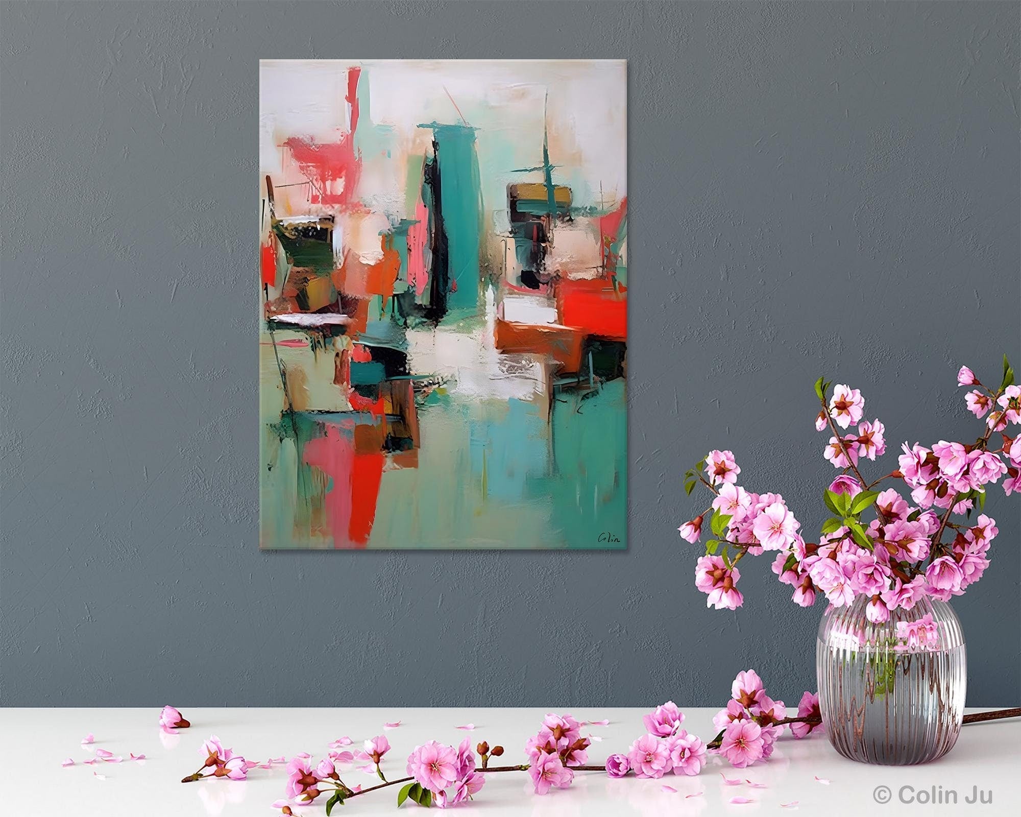 Extra Large Contemporary Acrylic Canvas Painting - Original Abstract Impasto Artwork for Wall Decor | Modern Home & Office Decoration