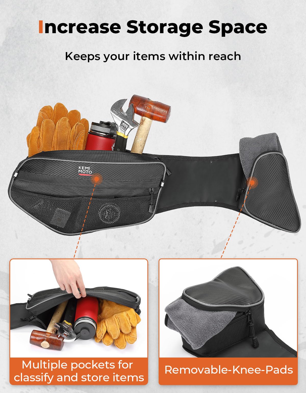 KEMIMOTO ATV Door Storage Bags with Knee Pads - Compatible with Can Am Commander & Commander Max 2021+ Models - 2 Pack Waterproof Front Door Organizer for Off-Road Accessories & Gear Storage - Perfect for Hunting, Camping & Trail Riding Adventures