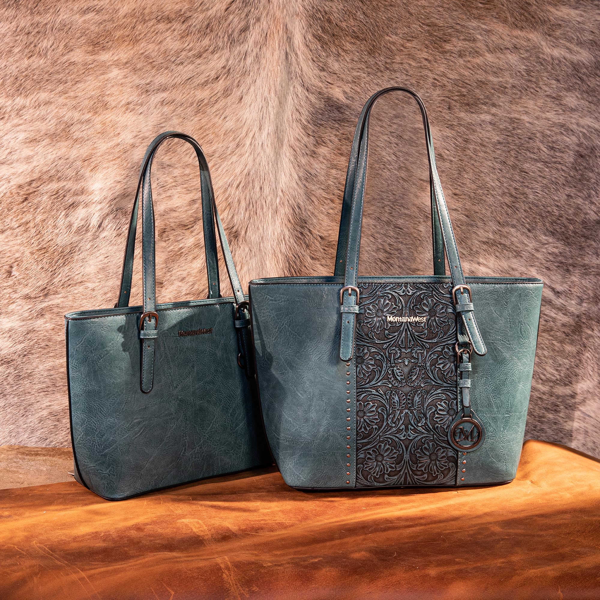 Montana West Women's Large Tote Bag & Handbag Set - 2 Piece Embossed Leather Purse Collection for Work, Travel & Everyday Use