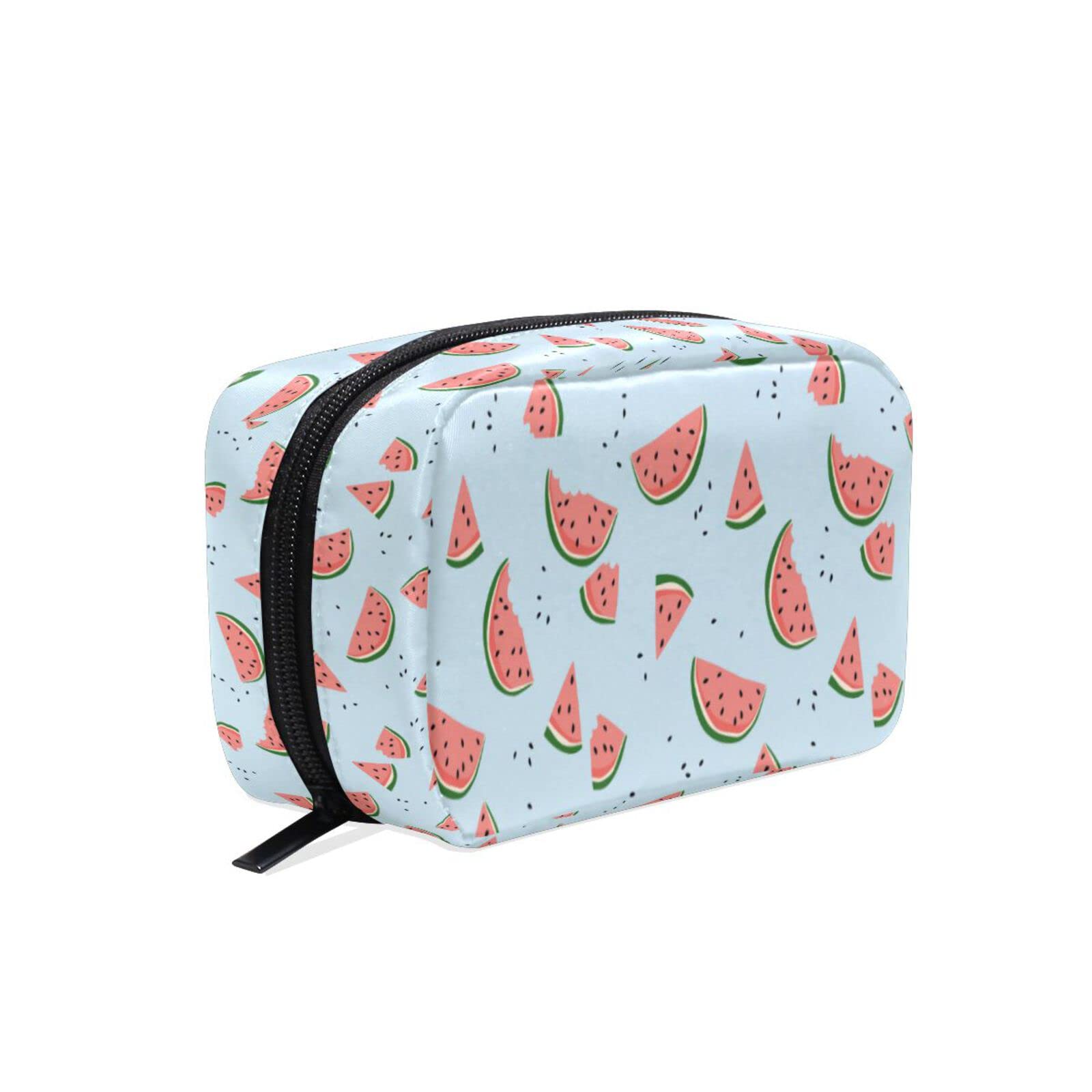 Watermelon Print Travel Makeup Bag for Women - Reusable Small Cosmetic & Toiletry Organizer Pouch - Perfect for Purse, Gym, Vacation & Gift for Girls