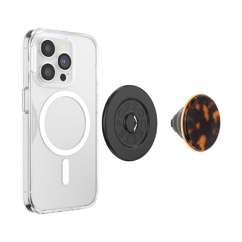 PopSockets MagSafe Phone Grip & Holder - Wireless Charging Compatible, Ergonomic Phone Stand for iPhone 14/13/12 (Tortoise Shell Design) - Perfect for Driving, Video Calls & Hands-Free Use