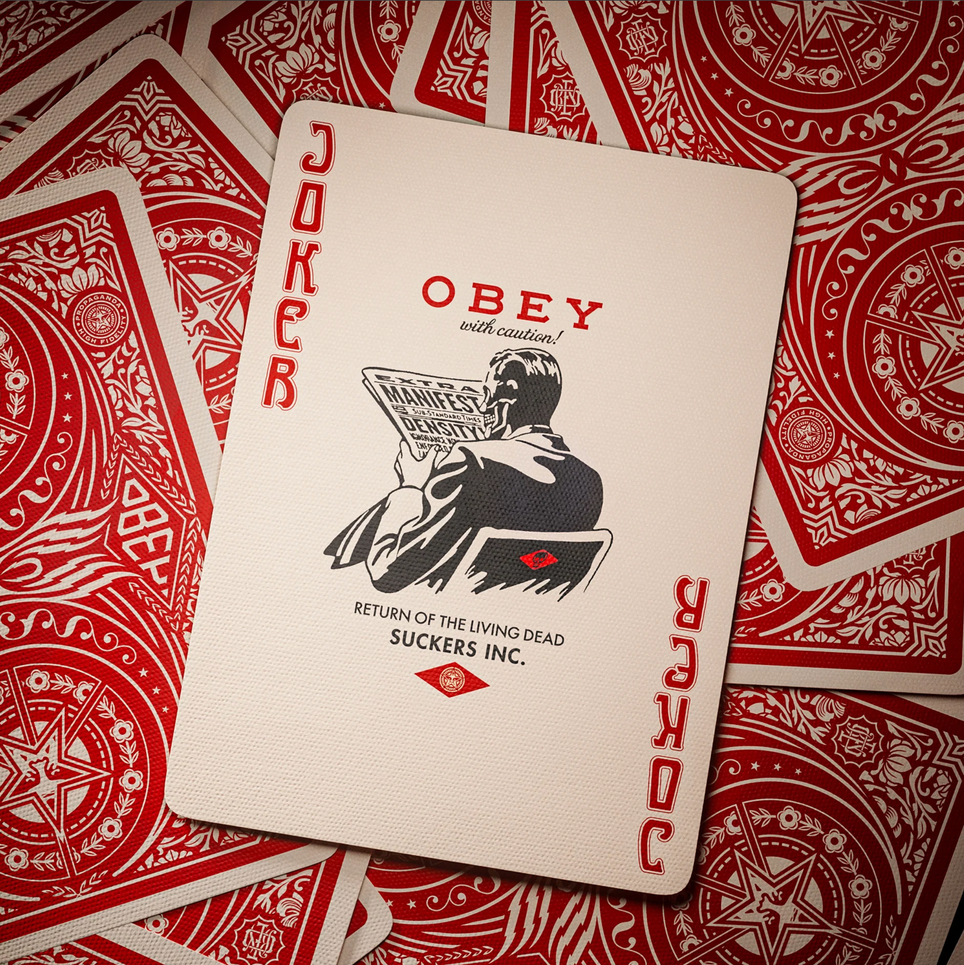 Obey Playing Cards - Premium Red Deck for Poker, Magic Tricks & Card Games | Perfect for Parties, Casino Nights & Collectors
