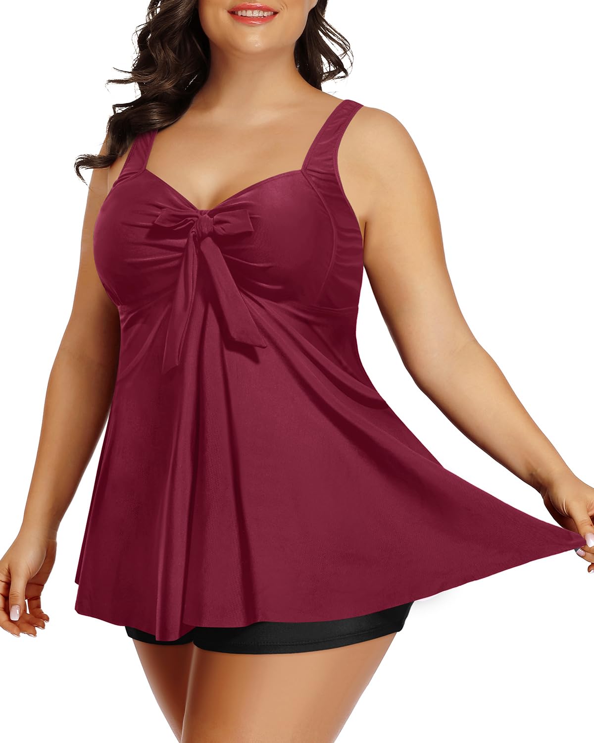 Two Piece Plus Size Tankini Swimsuits for Women - Tummy Control Swim Top with Shorts, Long Flowy Bathing Suits | Perfect for Beach Vacations, Pool Parties & Summer Getaways