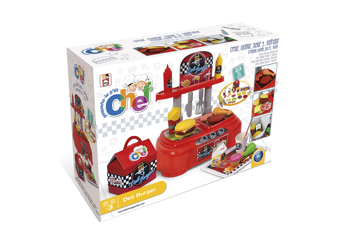 Educa Chicos LE P'TIT Chef Deli Burger Kids Kitchen Playset - Pretend Play Kitchen Toys for Ages 3+ - Perfect for Home, Preschool, and Birthday Party Fun