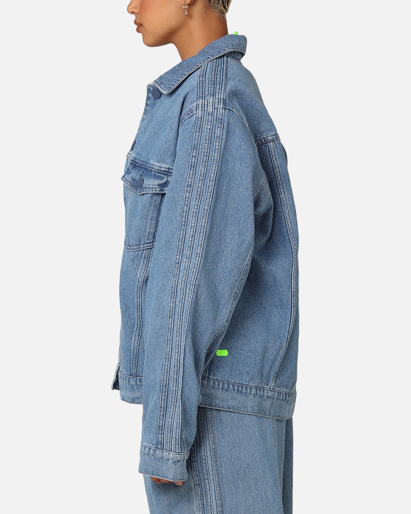 Adidas X KSENIASCHNAIDER Women's Light Blue Denim Jacket with 3 Stripes - Stylish Streetwear for Casual Outings & Fashion Events