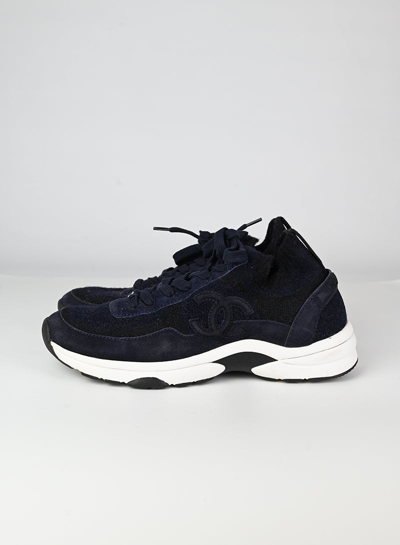 Chanel Blue Fabric Sneakers Women's Size 37 - Stylish & Comfortable for Casual Wear, Travel & Daily Outfits