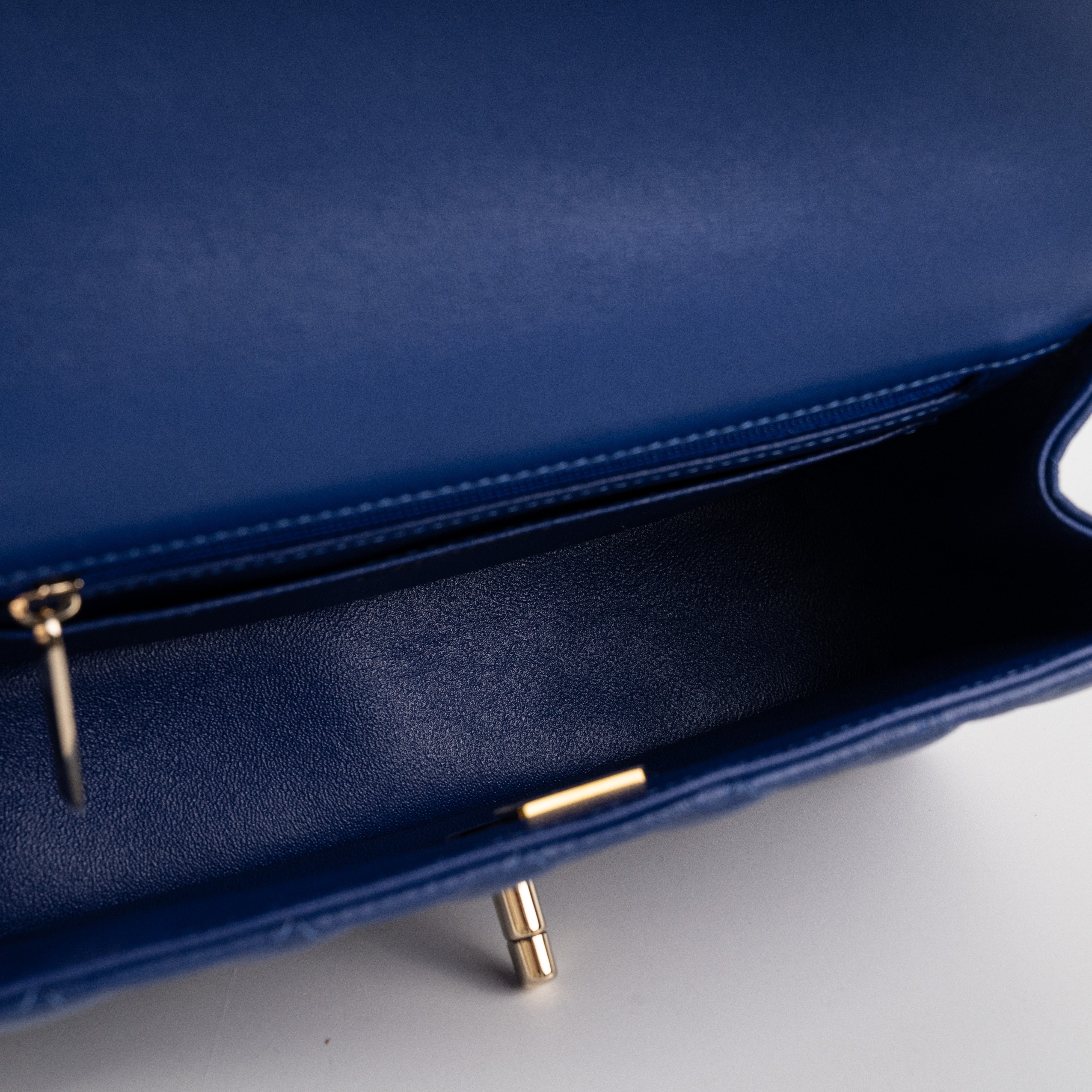 Chanel Mini Top Handle Bag in Lambskin Leather - Blue Microchip | Luxury Crossbody Purse for Women, Perfect for Parties & Evening Events