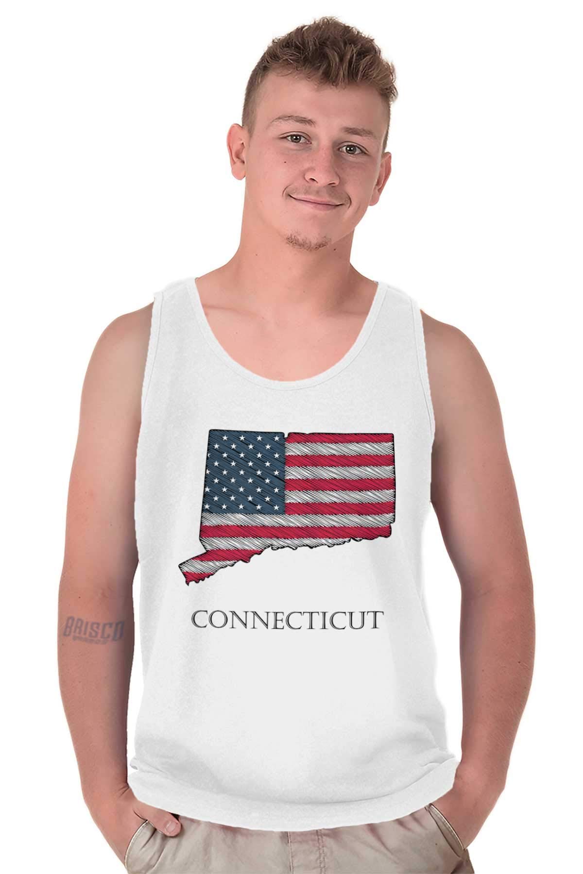 Brisco Brands Connecticut USA Flag Graphic Tank Top for Men & Women - Patriotic Casual Wear for Summer, Sports & Outdoor Activities