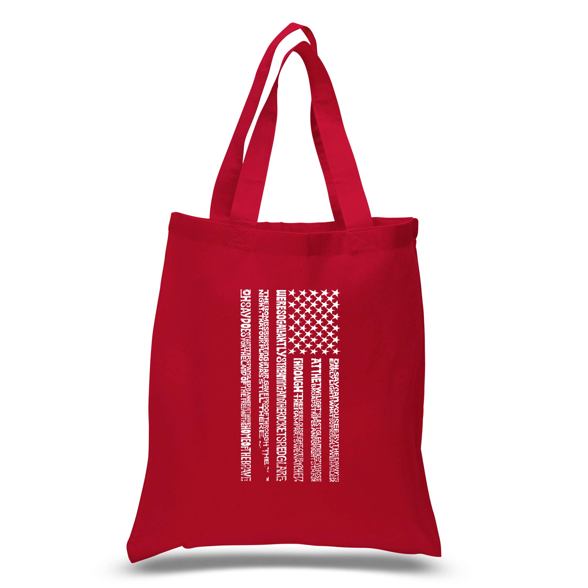 LA POP ART Small Word Art Tote Bag - Patriotic National Anthem Flag Design | Perfect for Grocery Shopping, Beach Trips & Everyday Use