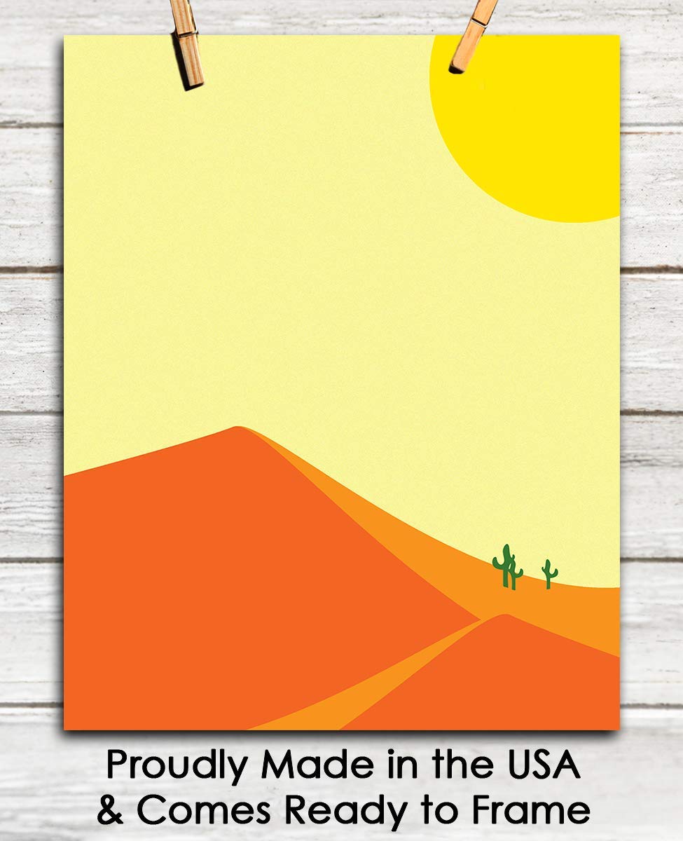 Sunset and Sand Dunes Abstract Wall Art - Minimalist Aesthetic Boho Decor for Home, Office, Bedroom & Living Room - Unframed 8x10 Inch Poster - Perfect for Modern Spaces, Coastal Themes & Meditation Rooms