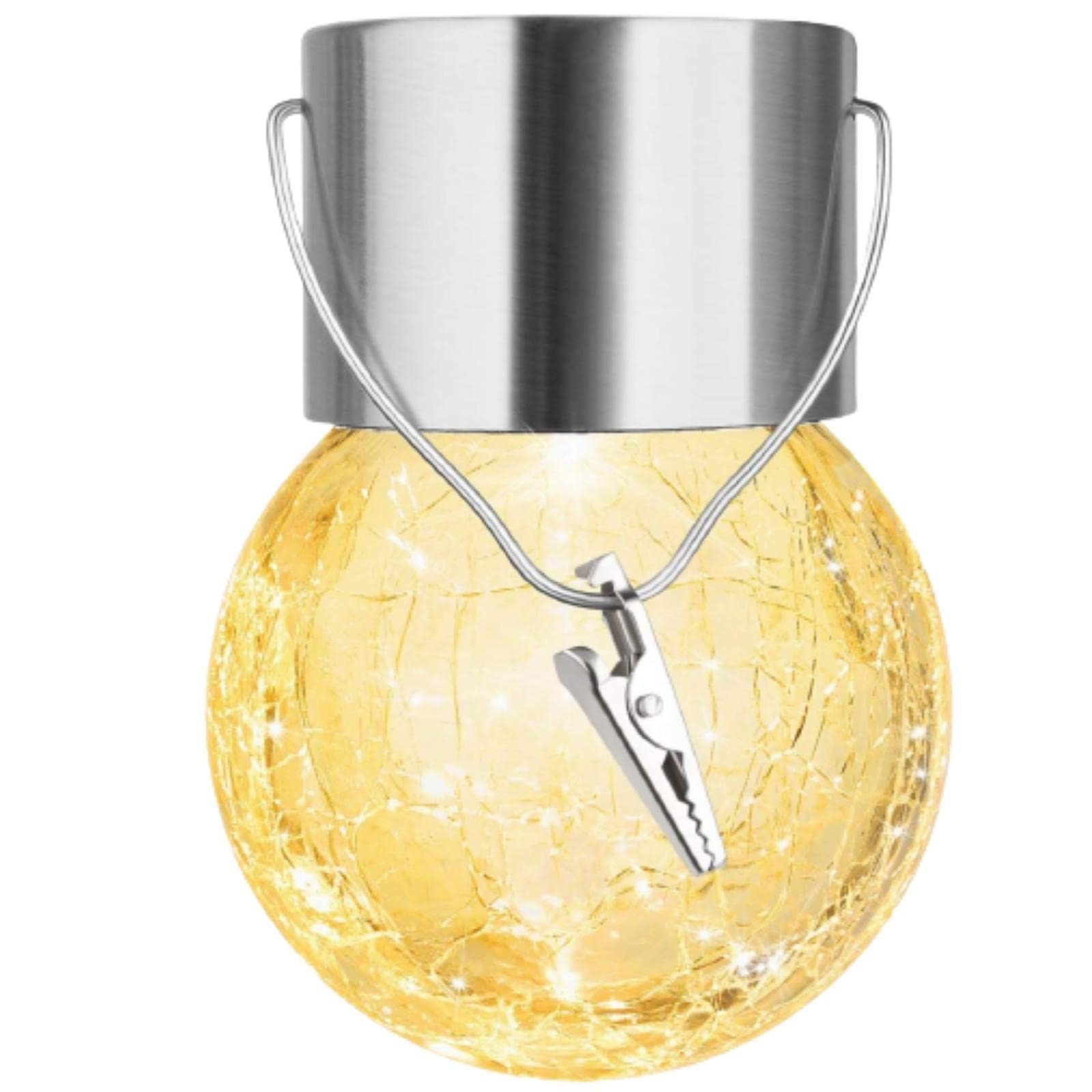 GZKPL Outdoor Solar Hanging Lantern - Waterproof Cracked Glass Garden Lights with Hook for Patio, Yard, Tree, Lawn, Pool & Christmas Decor (Warm White) | Perfect for Camping, Backyard Parties & Holiday Lighting