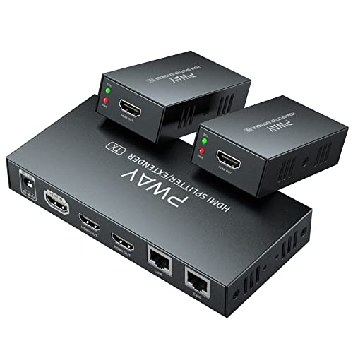 4K HDMI Extender Splitter 1x2 - 30Hz Over Cat5e/6/7 Ethernet Cable (70m/230ft) with EDID Copy & POC - Perfect for Home Theater & Multi-Room AV Setup