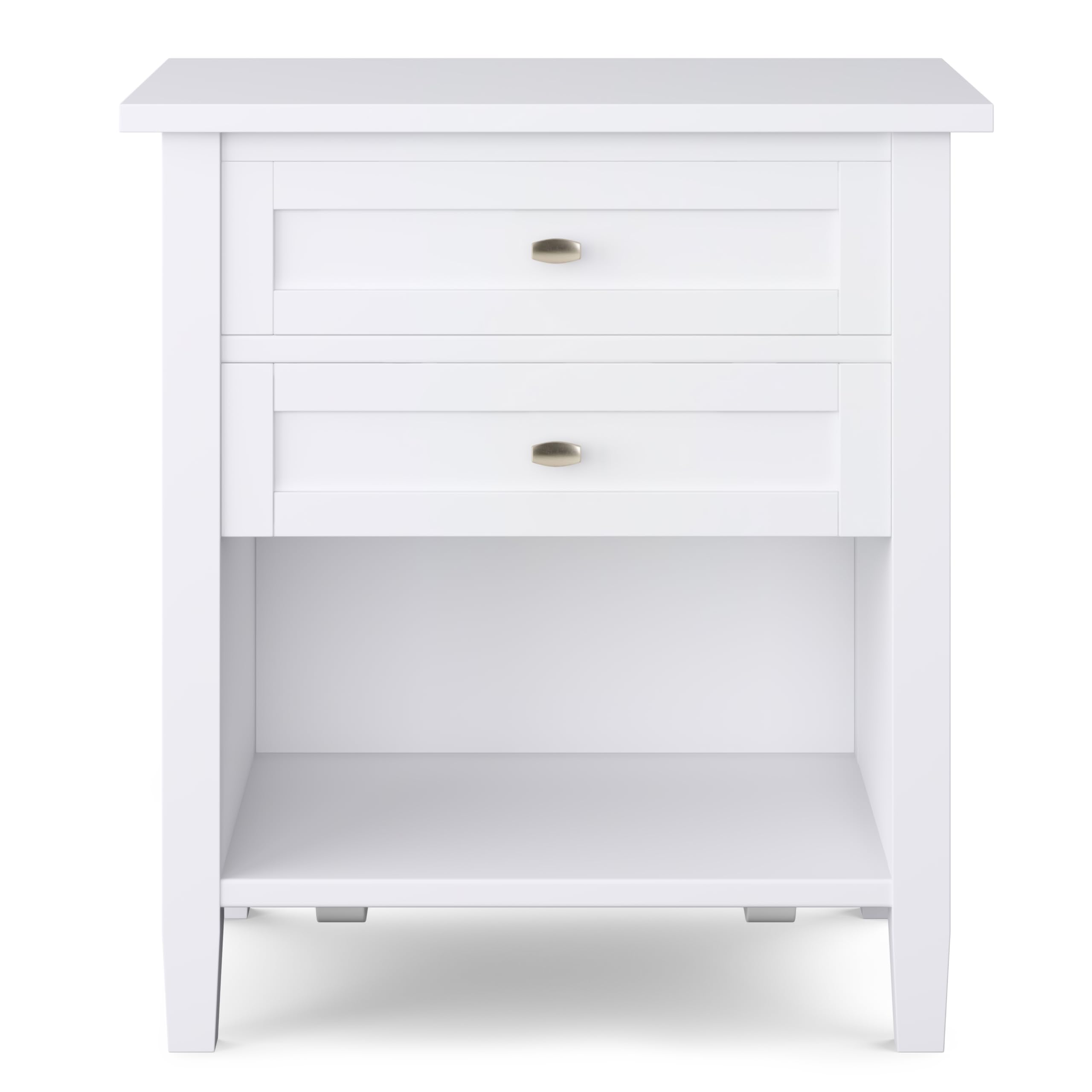 SIMPLIHOME 24 Inch White Shaker Style Solid Wood Nightstand - Transitional Bedside Table for Bedroom & Living Room - Perfect for Storage and Decor