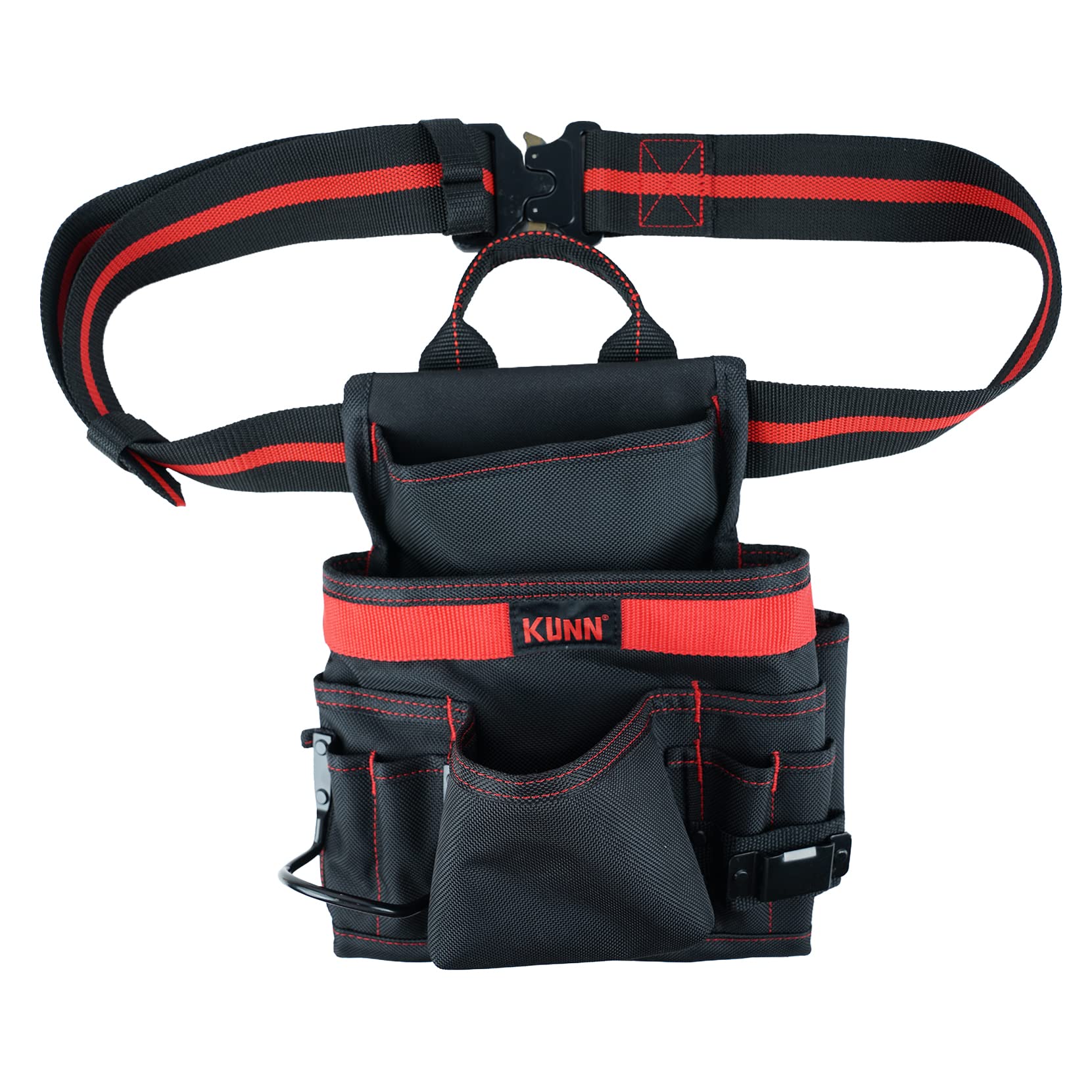 Durable 10-Pocket Carpenter Pouch Tool Belt with Hammer Loop & Quick Release Buckle - Heavy Duty Work Belt for Construction, Woodworking & DIY Projects