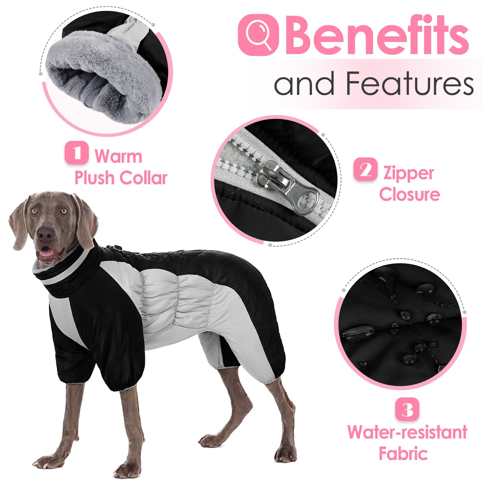 AOFITEE Small Dog Winter Jacket with Built-in Harness - Windproof Reflective Puffer Coat for Small, Medium & Large Dogs - Warm Fleece Snowsuit for Cold Weather Walking & Outdoor Adventures