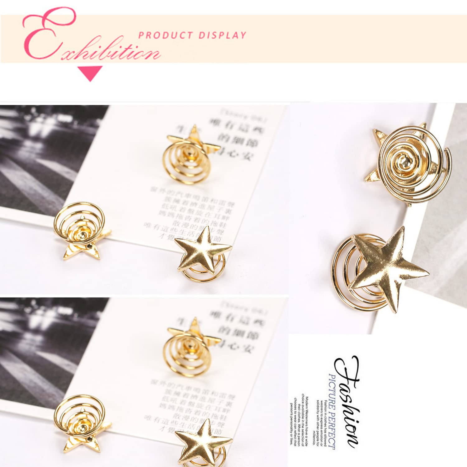 NAISKA 8PCS Gold Star Hair Clips | Spiral Hair Pins for Wedding, Bridal & Party | Hair Accessories for Women | Perfect for Updos, Braids & Special Occasions (Gold)