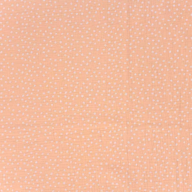 Soft Pink Dotted Double Gauze Fabric - Breathable & Lightweight Material for Baby Clothes, Summer Dresses & DIY Crafts