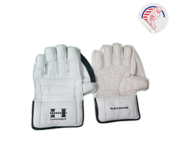 Premium Hammer Black Edition Cricket Wicket Keeping Gloves - Durable & Comfortable for Professional & Amateur Players - Perfect for Practice, Matches & Training Sessions
