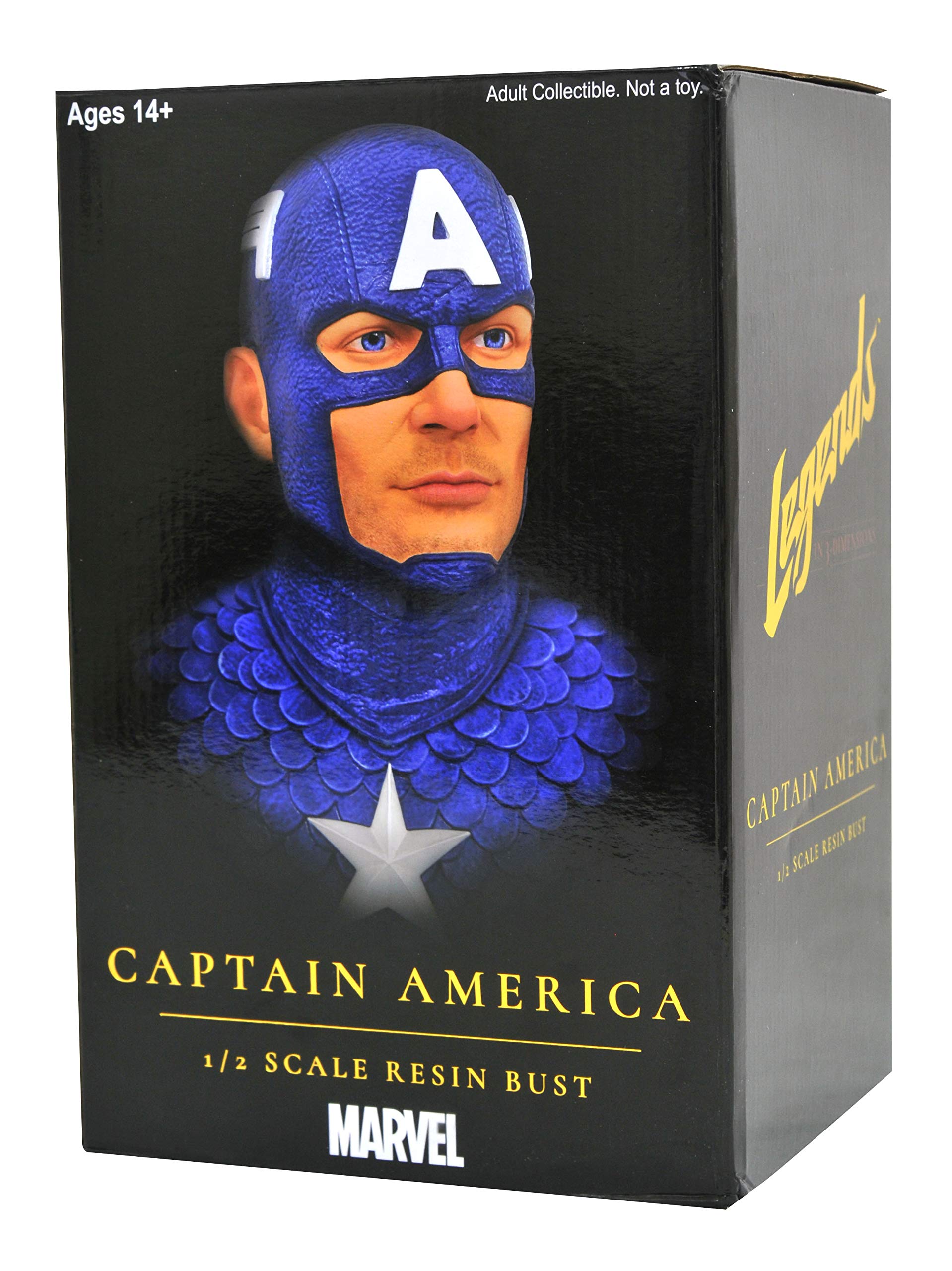 Marvel Comics Captain America 1:2 Scale 3D Bust Statue - Premium Collectible Figure for Superhero Fans | Home Display, Office Decor, Gift for Comic Lovers