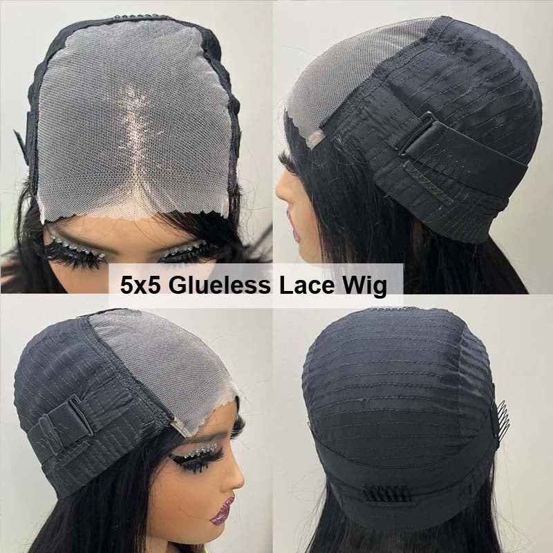 Eullair Kinky Curly Human Hair Wig - Glueless 6x4 & 5x5 Lace Front Wig with Pre-Cut Lace | Beginner Friendly | 30s Quick Install | Natural Black | Perfect for Daily Wear, Cosplay & Special Occasions