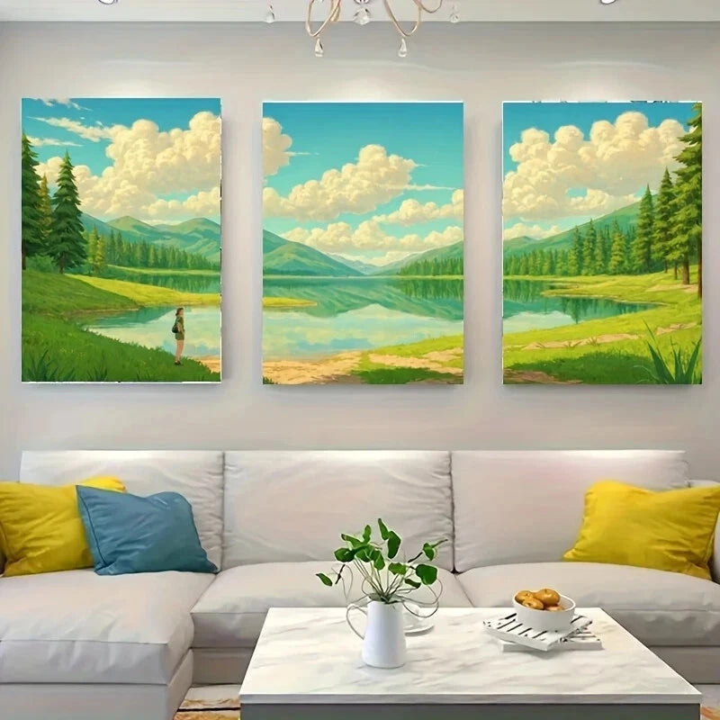 3-Piece Majestic Metal Wall Art Print - Ready to Hang Peaceful Landscape Decor for Living Room, Bedroom & Office | Modern Home & Office Wall Decor