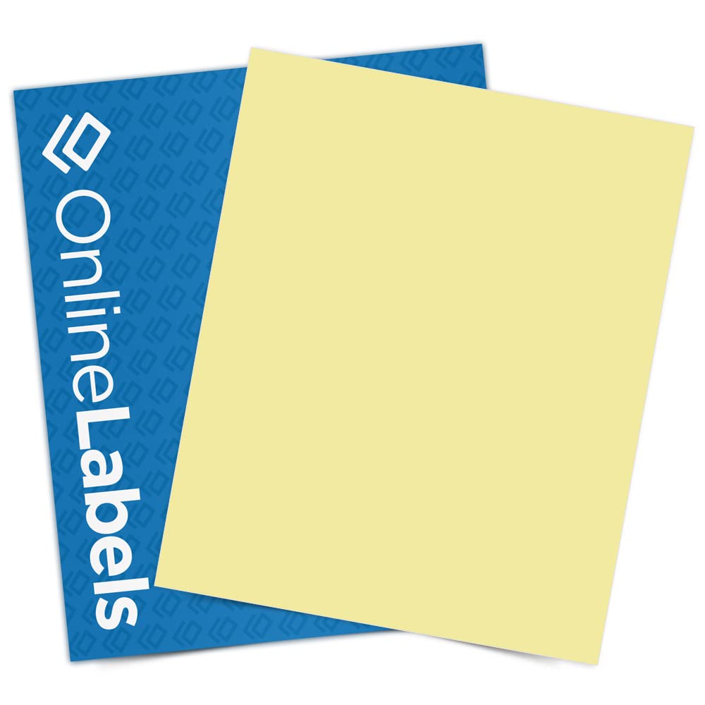 Pastel Yellow Sticker Paper - 100 Sheets 8.5x11 Full Sheet Labels for Inkjet & Laser Printers | Perfect for DIY Crafts, Scrapbooking & Product Labeling | Online Labels