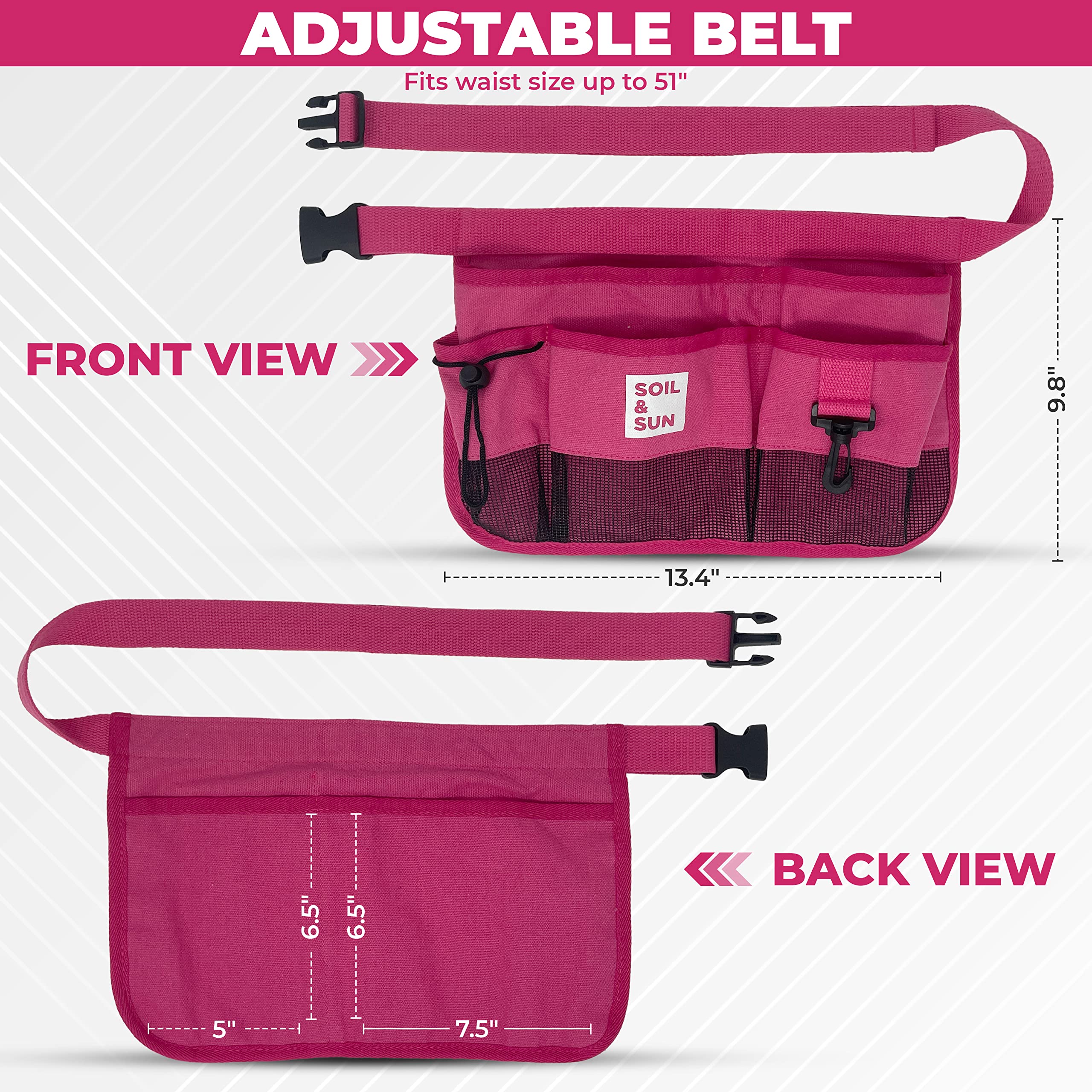 Women's Garden Tool Belt with Pockets - Heavy Duty Canvas Waist Apron for Gardening, Teaching & DIY Projects - Perfect for Outdoor Work, Classroom Organization & Home Improvement Tasks