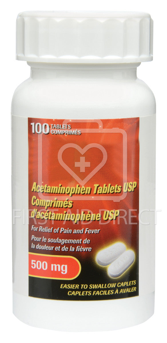 Extra Strength 500mg Acetaminophen Caplets - 100 Count Bottle | Fast Pain & Fever Relief for Adults | Home, Travel & First Aid Use