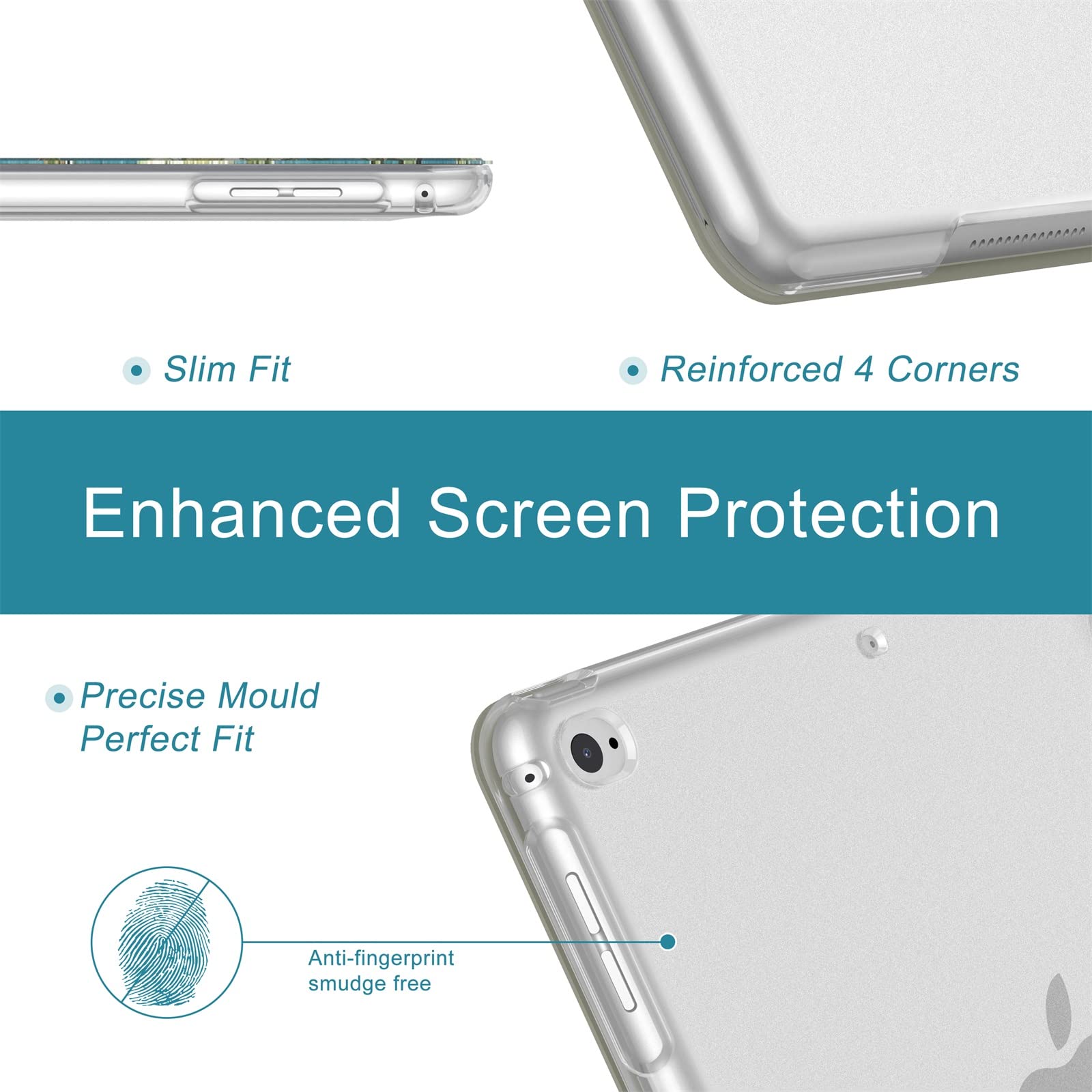 Slim Trifold Stand Case for iPad 6th/5th Generation (2018/2017) & iPad Air 2/Air 1 (9.7 Inch) - Premium Hard PC Protective Cover with Auto Wake/Sleep Feature (Blossom Pink) - Perfect for Work, Travel & Home Use