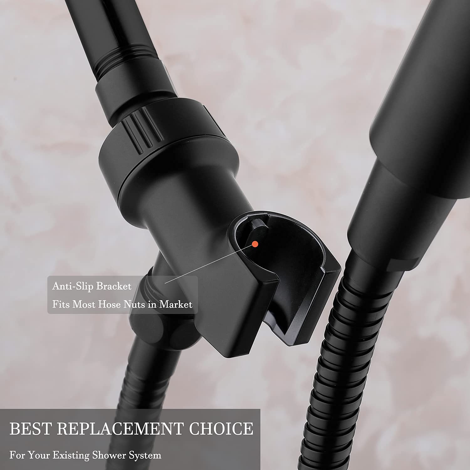 2-Pack Universal Shower Head Holder with Adjustable Brass Pivot - Matte Black Shower Hose Bracket for Bathroom, Spa & RV - Perfect for Handheld Shower Wand Mounting