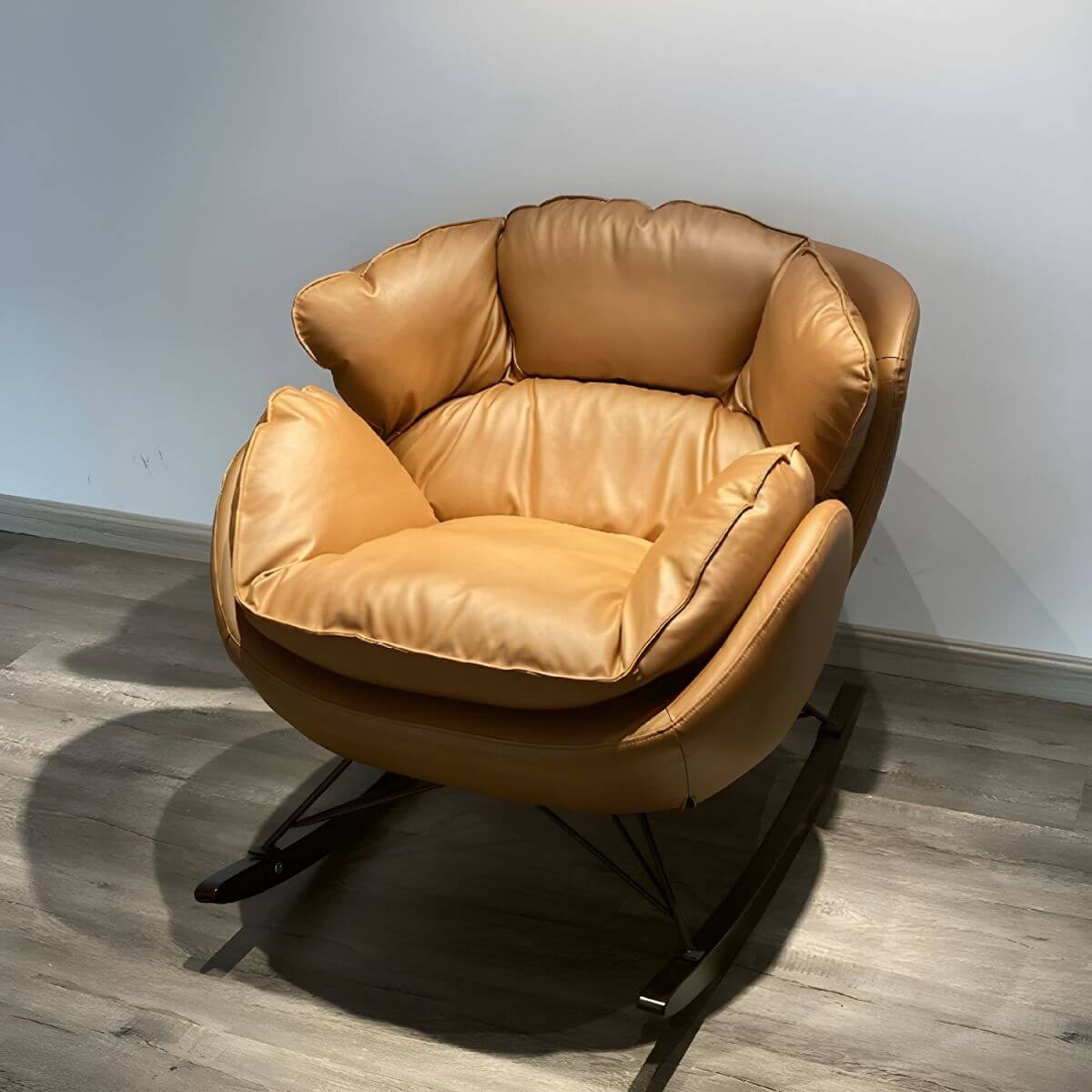 Modern Indoor Rocking Chair with Black Upholstery - Non-Scratch Recessed Arm Design - Perfect for Living Room, Nursery & Relaxation